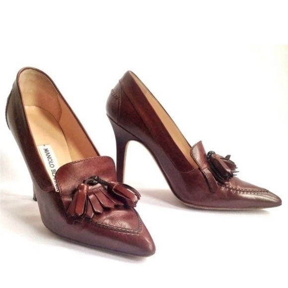 Manolo Blahnik Shoes - Manolo Blahnik Fringe Oxford Leather Pump
Heels in Brown 40.5 / 10.5